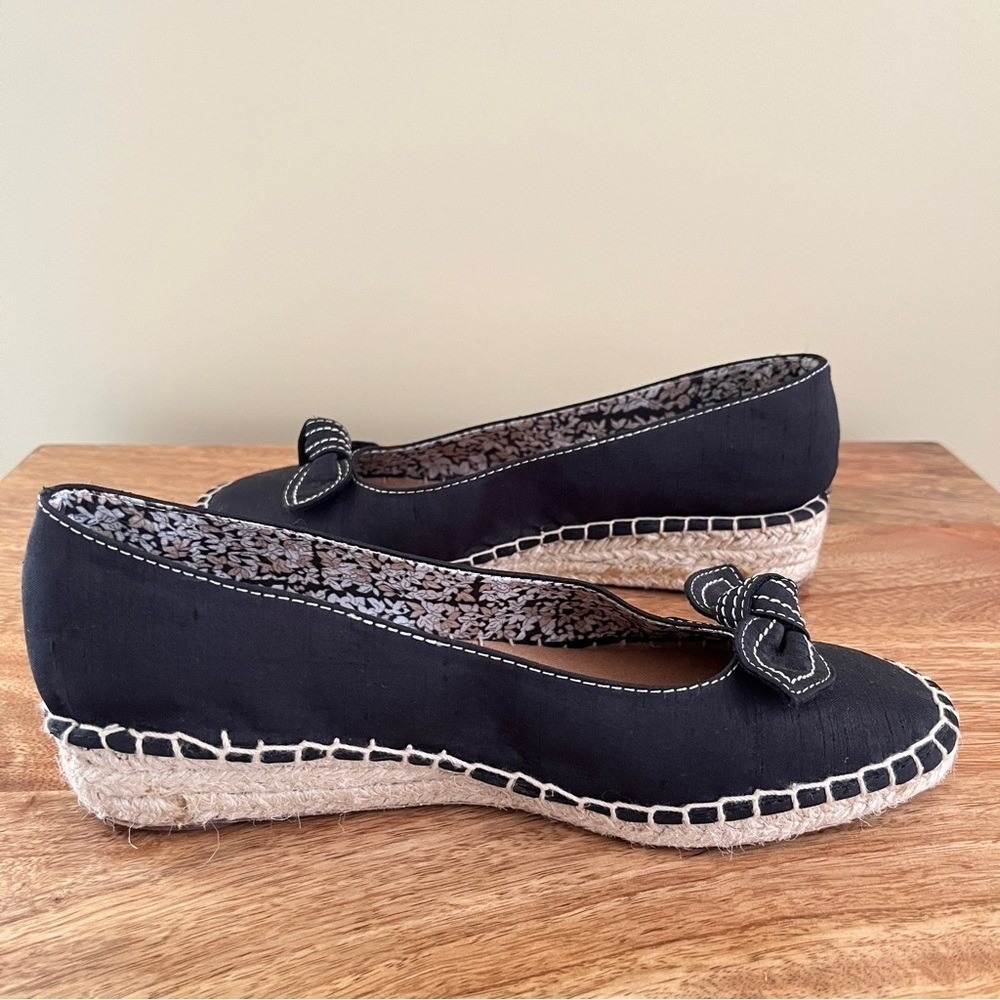 Life Stride Espadrilles Women's 6.5 Black Bow Low Wedge Heel Preppy Summer Shoe - Picture 4 of 12